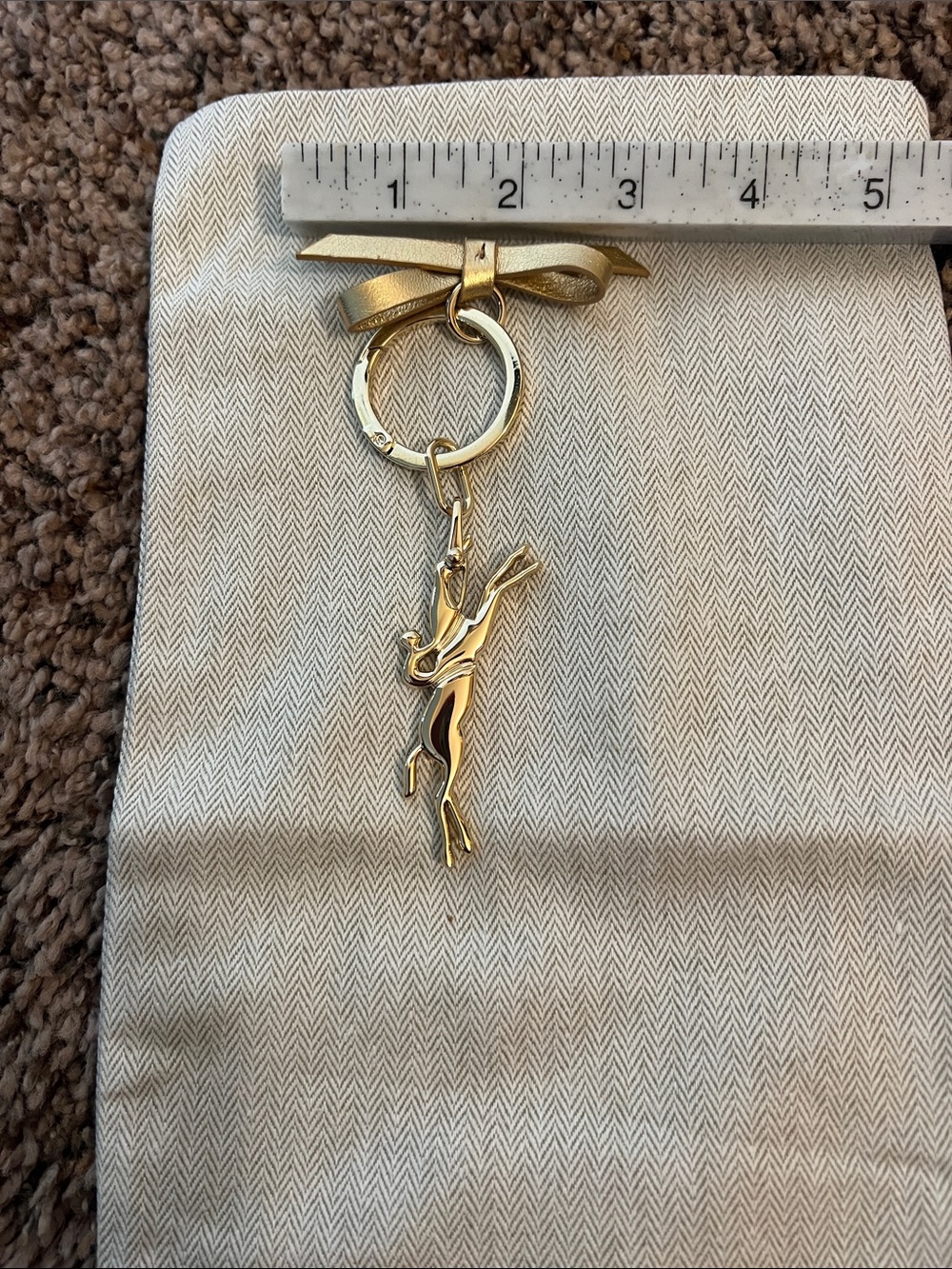 Gold-tone Running Deer Keychain with Bow Accent - Picture 7 of 9